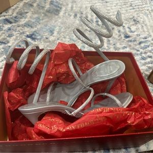 Rene caovilla silver heels
